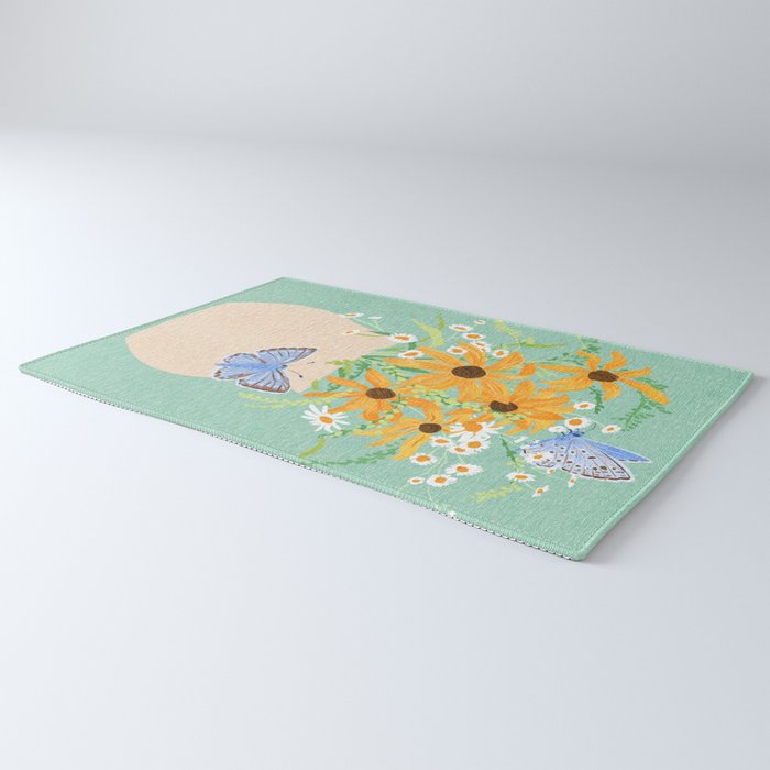 Blue Butterflies and Wildflowers Rug Gallery Image 3