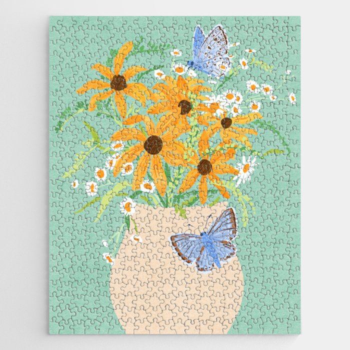 Blue Butterflies and Wildflowers Jigsaw Puzzle Gallery Image 1