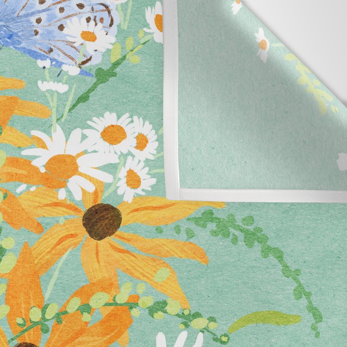 Blue Butterflies and Wildflowers Wall Tapestry Gallery Image 3