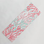 Modern hand painted coral pink teal reef coral floral Yoga Mat Gallery Image 1