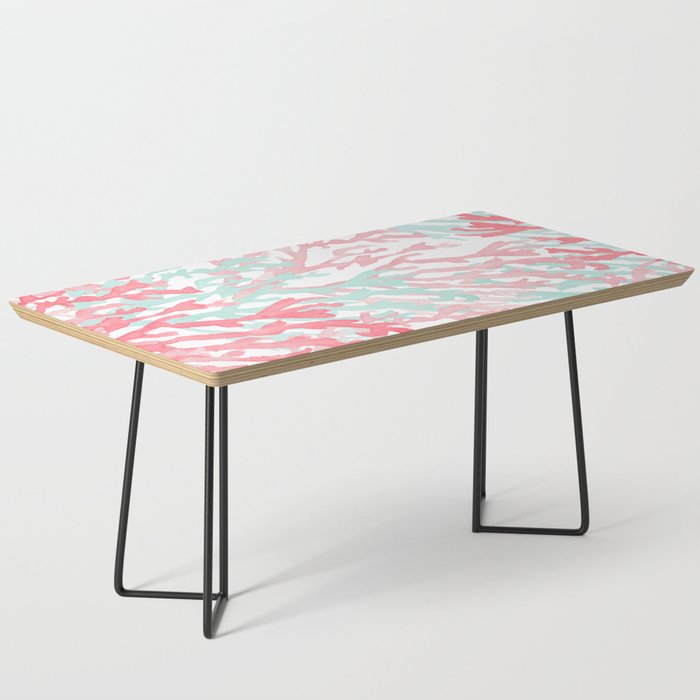 Modern hand painted coral pink teal reef coral floral Coffee Table Gallery Image 1