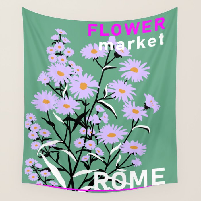Flower Market Rome Wall Tapestry Gallery Image 1
