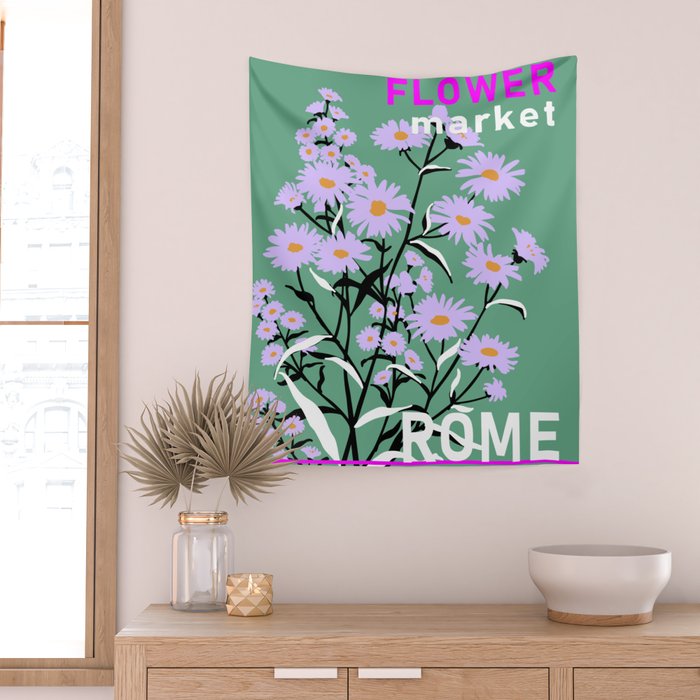 Flower Market Rome Wall Tapestry Gallery Image 2