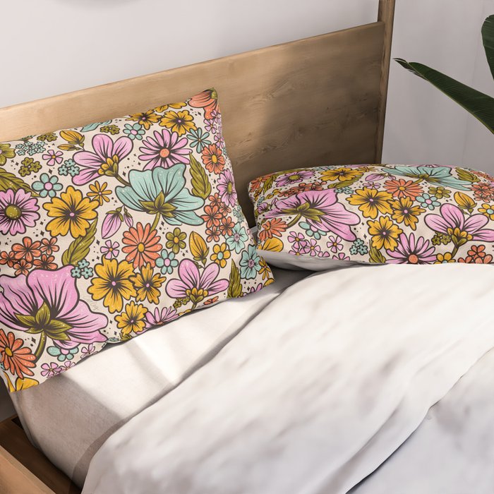 Retro Flower Power - Spring Palette Pillow Sham Gallery Image 2