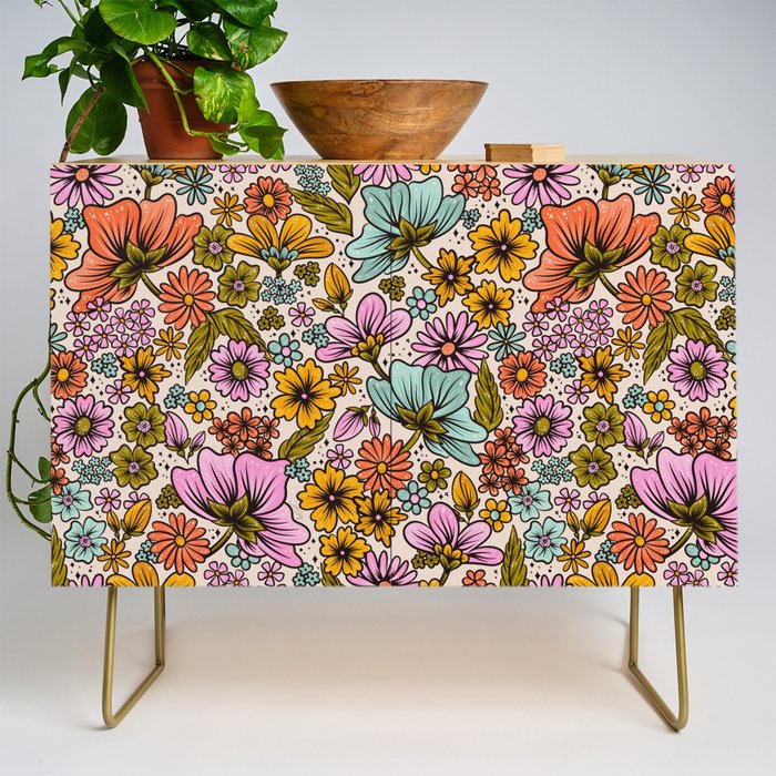 Retro Flower Power - Spring Palette Credenza Gallery Image 1