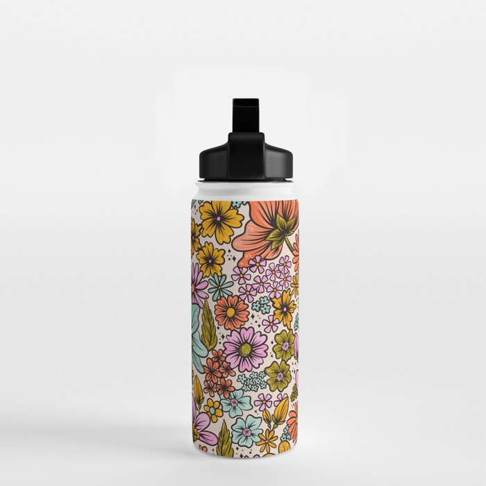 Retro Flower Power - Spring Palette Water Bottle Gallery Image 2