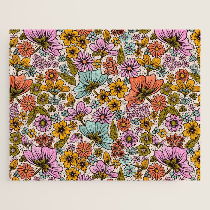 Retro Flower Power - Spring Palette Jigsaw Puzzle Gallery Image 1