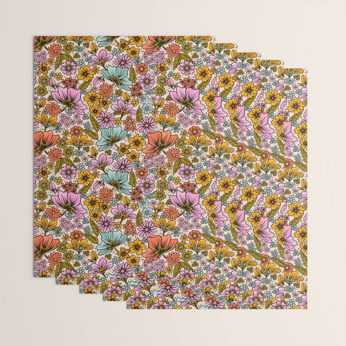 Retro Flower Power - Spring Palette Wrapping Paper Gallery Image 3