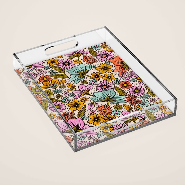 Retro Flower Power - Spring Palette Acrylic Tray Gallery Image 1