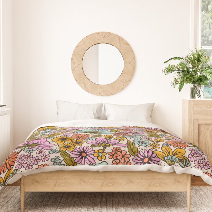 Retro Flower Power - Spring Palette Duvet Cover Gallery Image 3