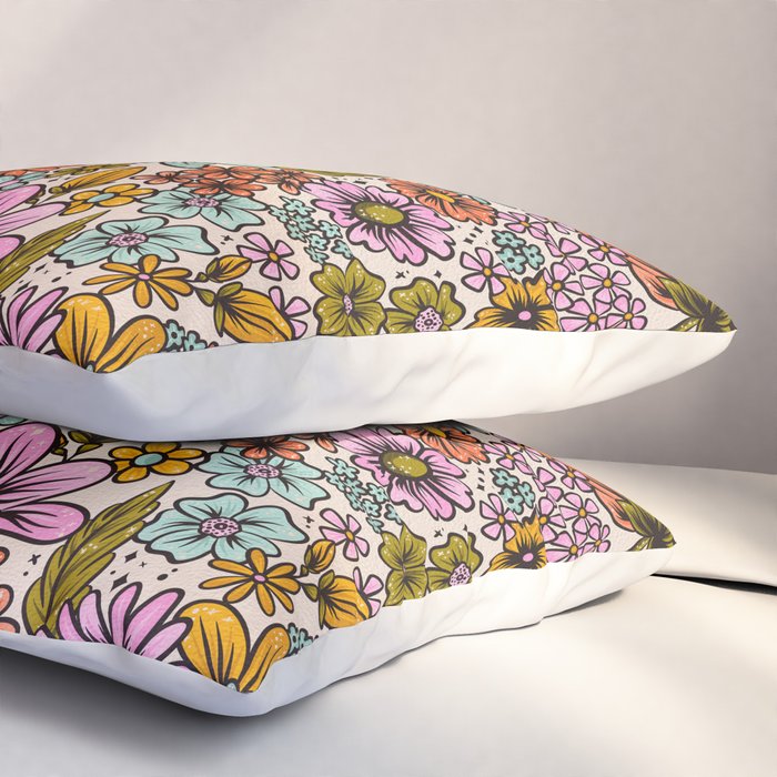 Retro Flower Power - Spring Palette Pillow Sham Gallery Image 3