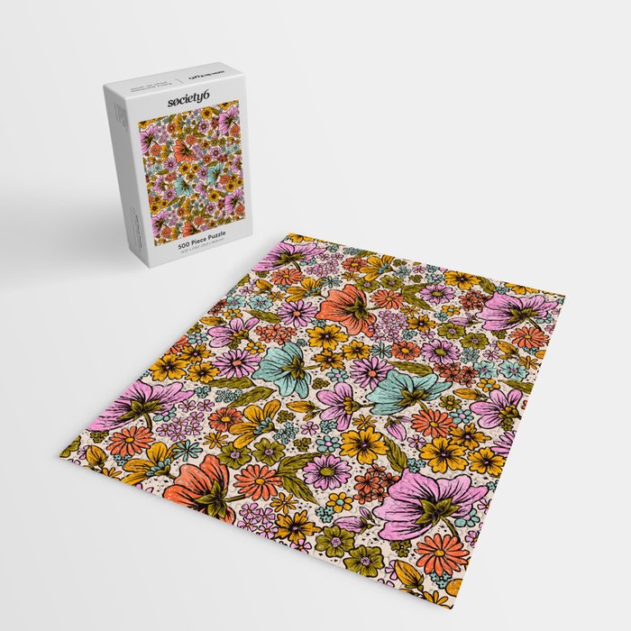 Retro Flower Power - Spring Palette Jigsaw Puzzle Gallery Image 2
