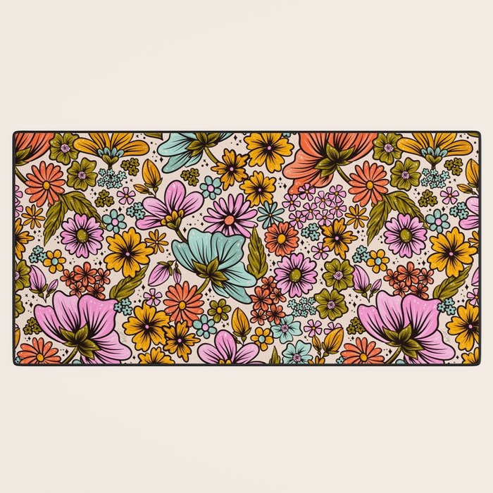 Retro Flower Power - Spring Palette Desk Mat Gallery Image 3