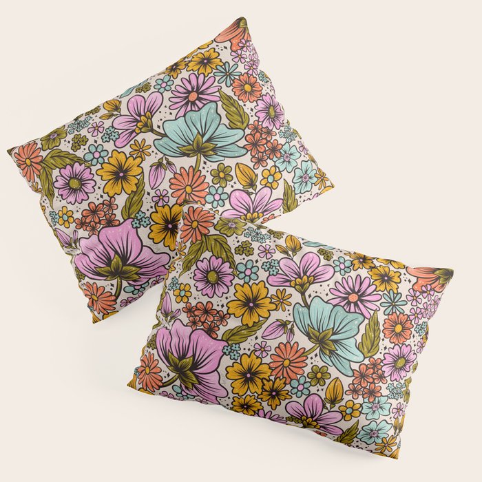 Retro Flower Power - Spring Palette Pillow Sham Gallery Image 1
