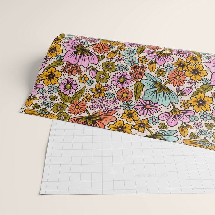 Retro Flower Power - Spring Palette Wrapping Paper Gallery Image 2