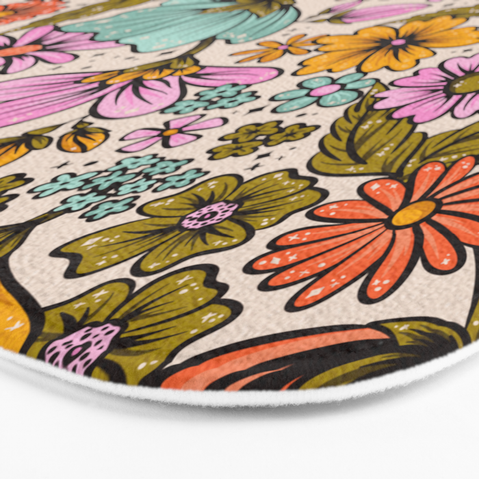 Retro Flower Power - Spring Palette Bath Mat Gallery Image 3