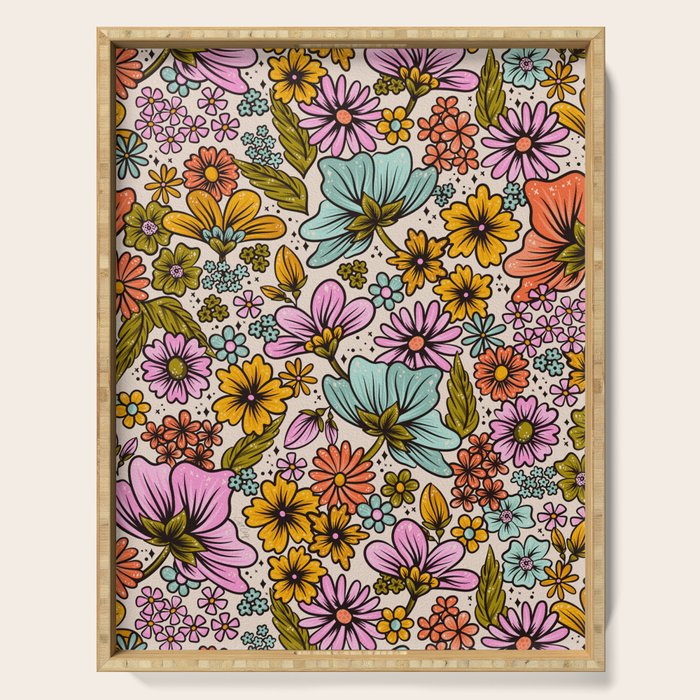 Retro Flower Power - Spring Palette Serving Tray Gallery Image 1