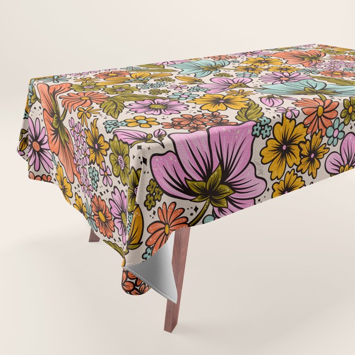 Retro Flower Power - Spring Palette Tablecloth Gallery Image 1