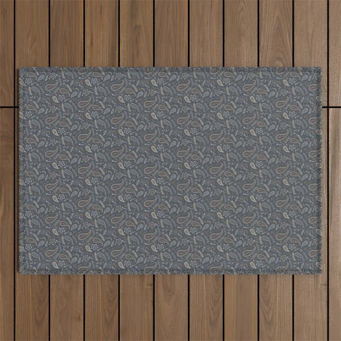 Paisley Line Art - Navy Outdoor Rug Gallery Image 1