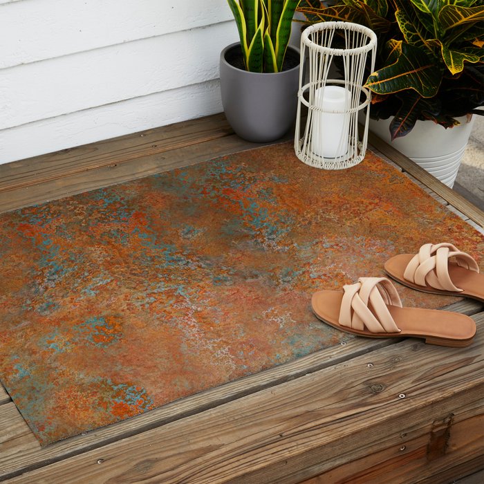 Vintage Rust Copper Outdoor Rug Gallery Image 2
