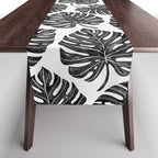Watercolor Palm Leaves Black and White Table Runner Gallery Image 1