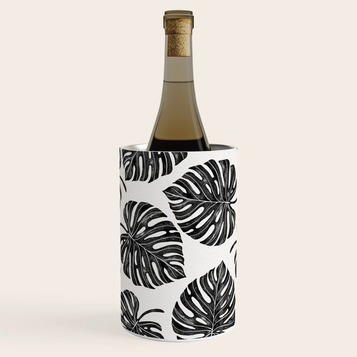 Watercolor Palm Leaves Black and White Wine Chiller Gallery Image 3