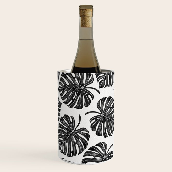 Watercolor Palm Leaves Black and White Wine Chiller Gallery Image 1