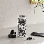 Watercolor Palm Leaves Black and White Water Bottle Gallery Image 4