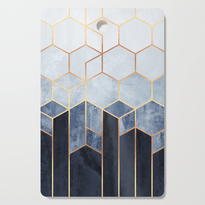 Soft Blue Hexagons Cutting Board Gallery Image 1
