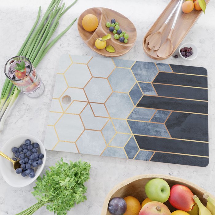 Soft Blue Hexagons Cutting Board Gallery Image 2
