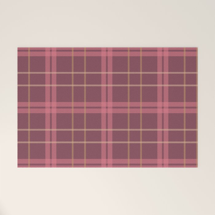Warm Retro Plaid Pattern Welcome Mat Gallery Image 1