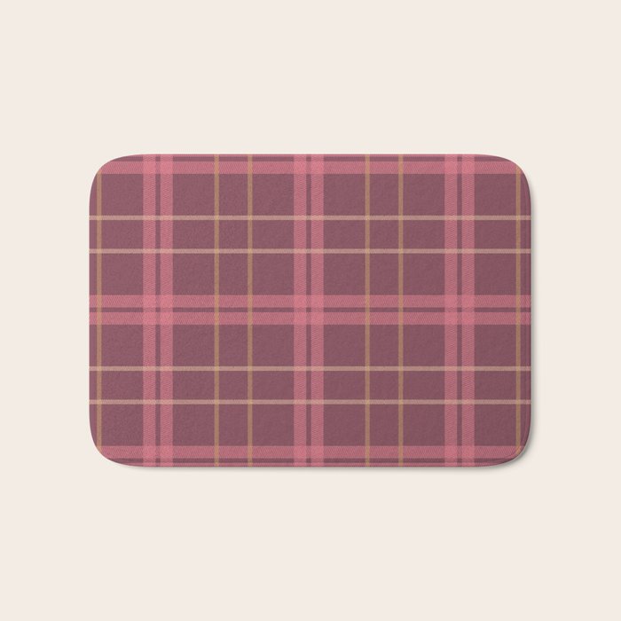 Warm Retro Plaid Pattern Bath Mat Gallery Image 1