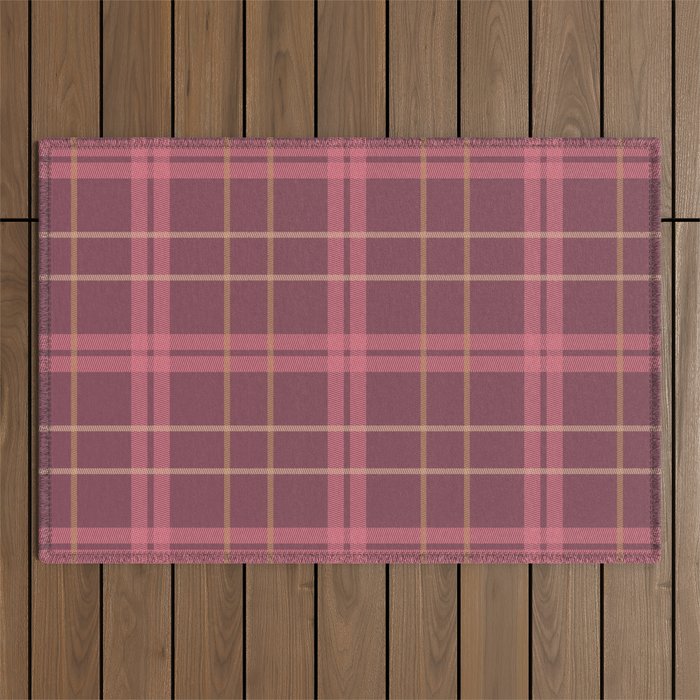 Warm Retro Plaid Pattern Outdoor Rug Gallery Image 1