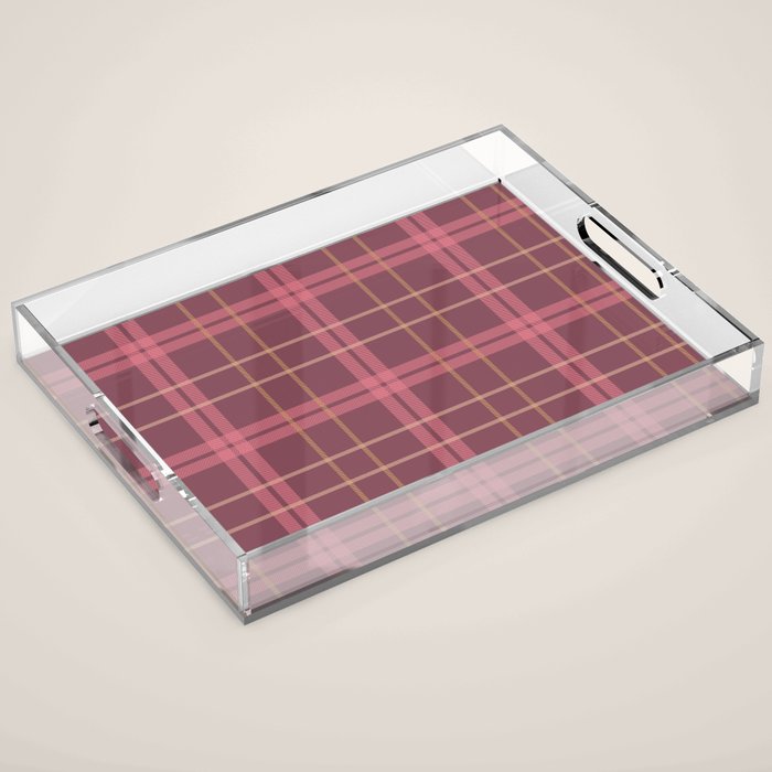 Warm Retro Plaid Pattern Acrylic Tray Gallery Image 1