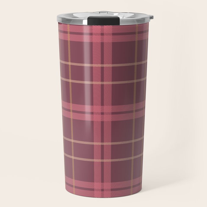 Warm Retro Plaid Pattern Travel Mug Gallery Image 1