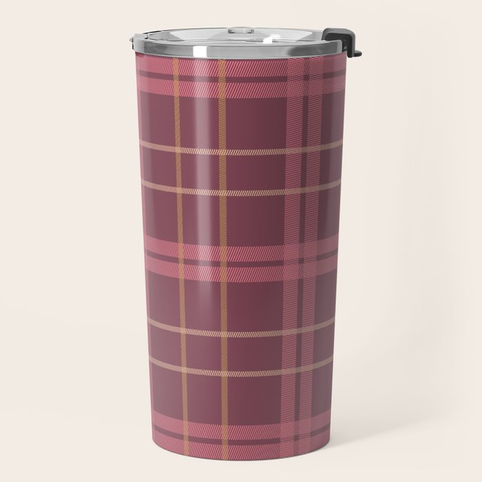 Warm Retro Plaid Pattern Travel Mug Gallery Image 2