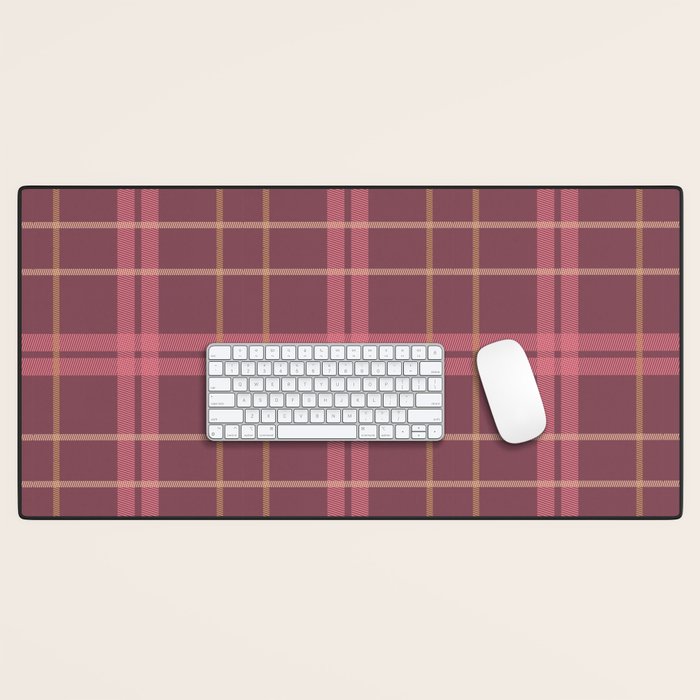 Warm Retro Plaid Pattern Desk Mat Gallery Image 1
