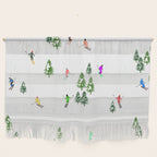 Downhill Mountain Aerial View Skiers - Winter skiing illustration Wall Hanging Gallery Image 1