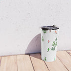 Downhill Mountain Aerial View Skiers - Winter skiing illustration Travel Mug Gallery Image 4