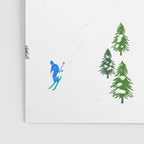 Downhill Mountain Aerial View Skiers - Winter skiing illustration Poster Gallery Image 3