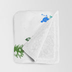 Downhill Mountain Aerial View Skiers - Winter skiing illustration Throw Blanket Gallery Image 3