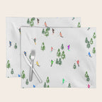 Downhill Mountain Aerial View Skiers - Winter skiing illustration Placemat Gallery Image 1