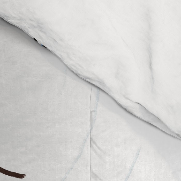 Downhill Mountain Aerial View Skiers - Winter skiing illustration Comforter Gallery Image 4