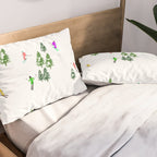 Downhill Mountain Aerial View Skiers - Winter skiing illustration Pillow Sham Gallery Image 2