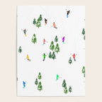 Downhill Mountain Aerial View Skiers - Winter skiing illustration Poster Gallery Image 4