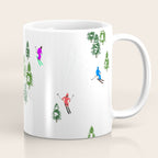 Downhill Mountain Aerial View Skiers - Winter skiing illustration Coffee Mug Gallery Image 1