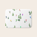 Downhill Mountain Aerial View Skiers - Winter skiing illustration Bath Mat Gallery Image 1