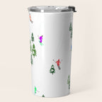 Downhill Mountain Aerial View Skiers - Winter skiing illustration Travel Mug Gallery Image 2