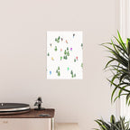 Downhill Mountain Aerial View Skiers - Winter skiing illustration Poster Gallery Image 2