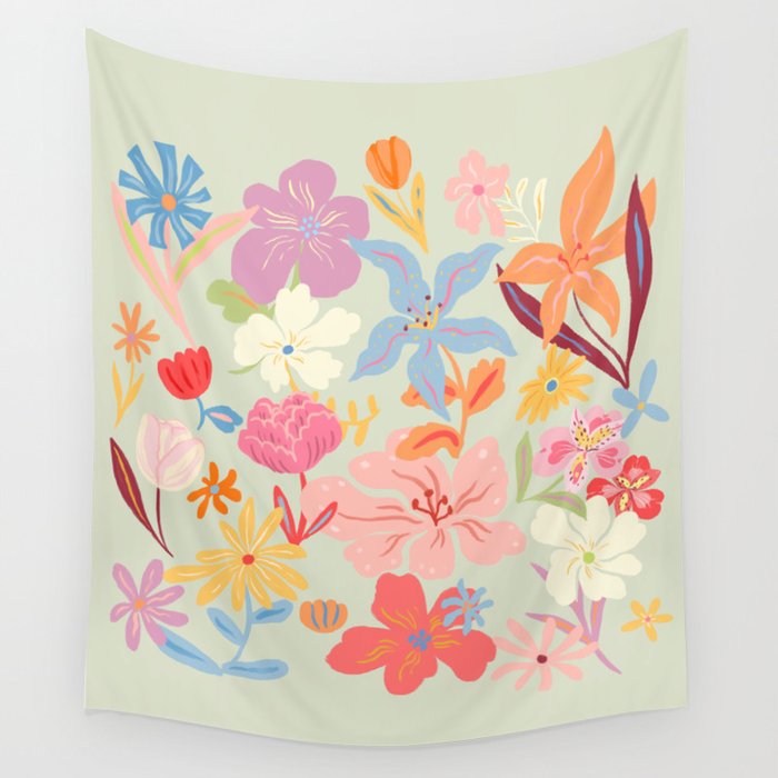 Modern Flowers Wall Tapestry Gallery Image 1